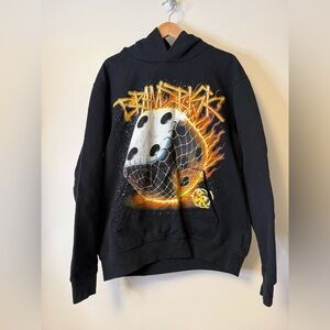 BrandRisk Adin Ross MMA Streamer Black Graphic Hoodie Flame Dice Lg